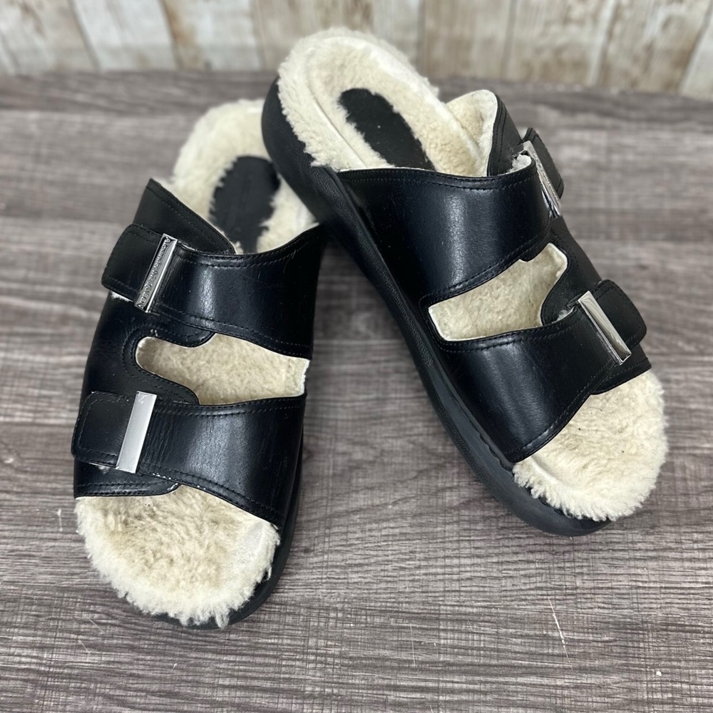 Alexander McQueen Wmns Oversized Hybrid Slide 'Shearling Black'